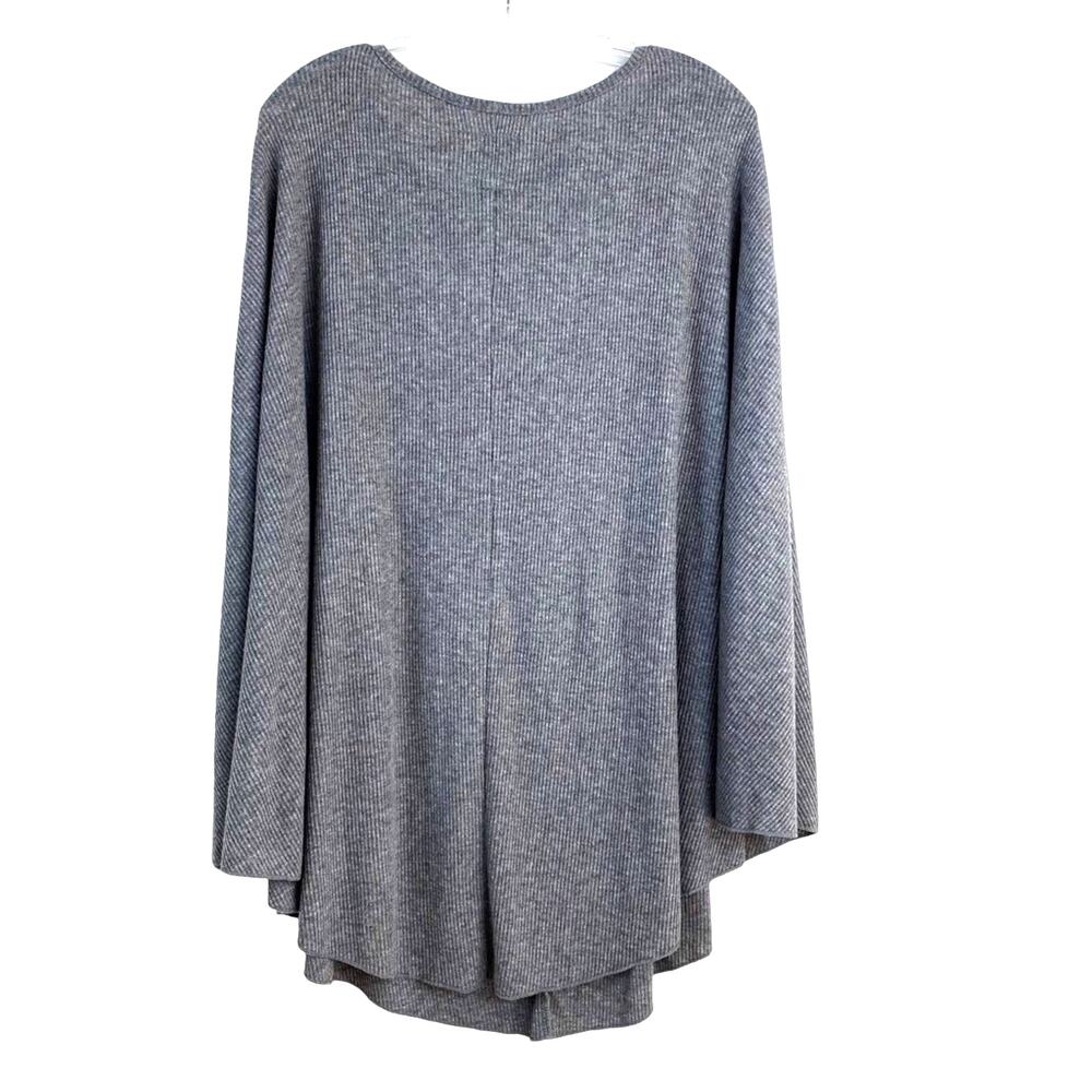 Chaser Oversized Gray Lightweight Ribbed Knit Slouchy Poncho Cape Boho XS/S NEW - Picture 5 of 7
